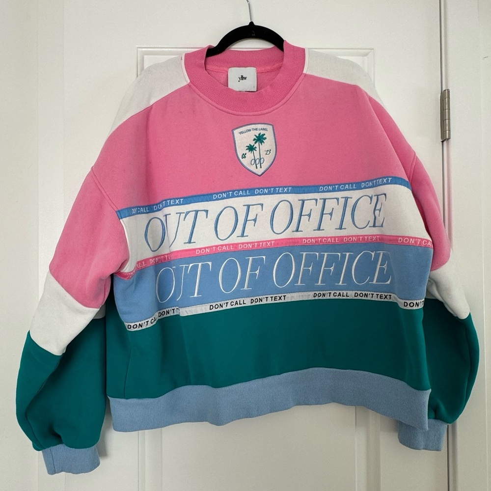 Yellow the Label Pink and Green Crew-L